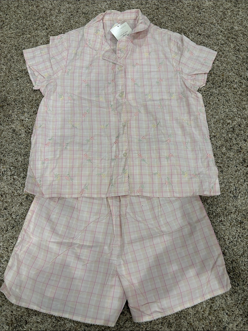 Women’s Pink Plaid Short Pajama Set